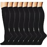 Double Couple 8 Pairs Compression Socks Men Women Knee High Compression Stockings for Sports Support Socks