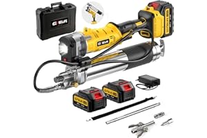 GEVEELIFE Electric Grease Gun -2025 Upgraded 2-in-1 Design with 2×4000mAh Batteries, Fast Charger & 90° Swivel Coupler, 12,000 PSI - Works with Bulk & Cartridge Grease for Farm, Truck, Construction