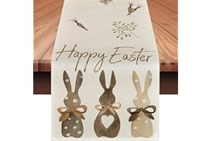 Easter Table Runner,Easter Eggs Bunny,13*72 inch Table Runner for Easter Decorations, Spring Summer Seasonal Holiday Dining T