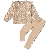 Jecson Toddler Girl Fall Clothes: Soft Warm Stretchy Outfits Set Ruffle Sleeve Sweatshirt and Leggings Cute Home & Out 2-8Y