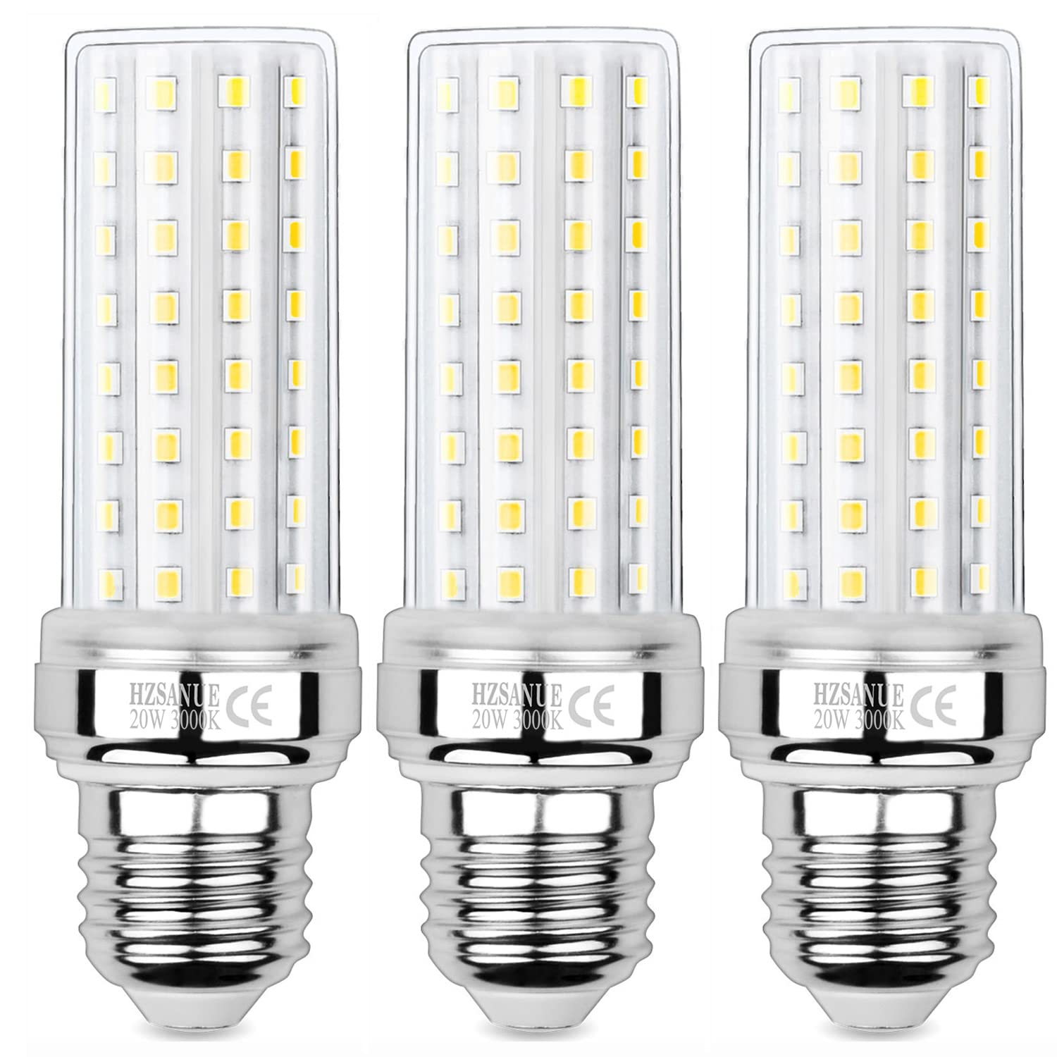 HZSANUE LED Corn Bulbs 20W, E27 Edison Screw Bulbs, 2200Lm, 3000K Warm White,150W Incandescent Bulbs Equivalent,Pack of 3