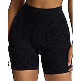 Aoxjox Seamless Camo Scrunch Workout Biker Shorts for Women Tummy Control High Waisted Athletic Gym Running Yoga Short 5"