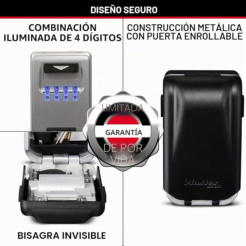 Cofre com chave retroiluminado [Médio] [Montagem de parede] - 5425EURD - Cofre de segurança, retroiluminado + Montagem na parede