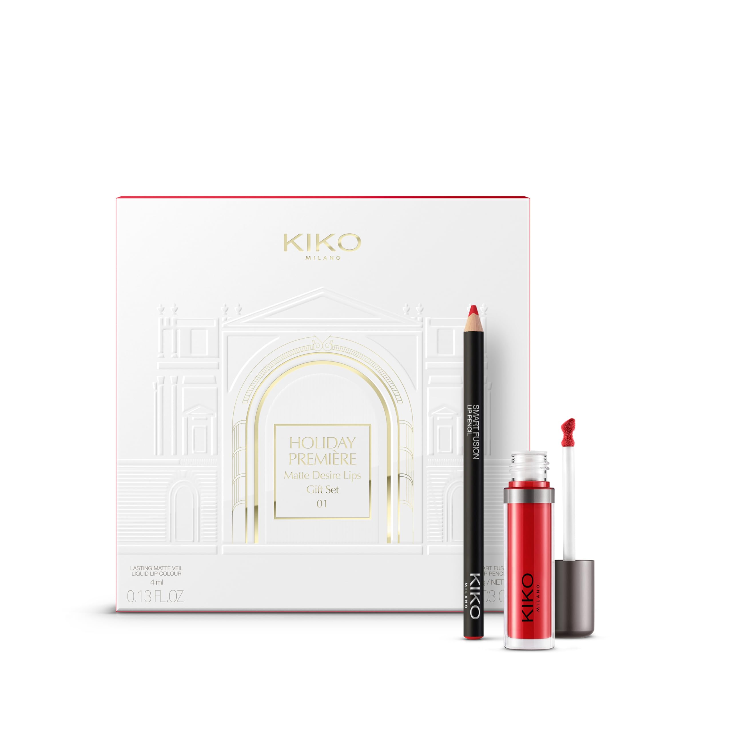 KIKO Milano Holiday Première Matte Desire Lips Gift Set 03 | Lip Gift Set: Ultra-Matte Liquid Lipstick And Matching Lip Pencil