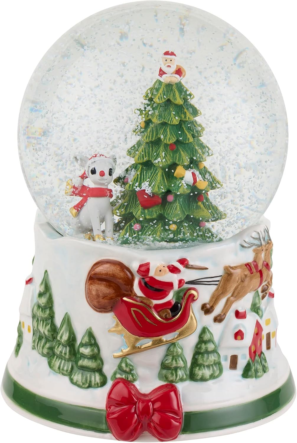 Snow Globes - Spode Christmas Tree - Rudolph The Red Nosed Reindeer Snow Globe | Christmas Snow Globes | Light Up Snow Globe | Winter Snow Globe | LED Snow Globe - Made from Dolomite & Glass | Globe Decor - 6.5
