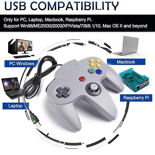 USB N64 & SNES Style Controller For PC, Mac, Raspberry Pi, RetroPie Emulation
