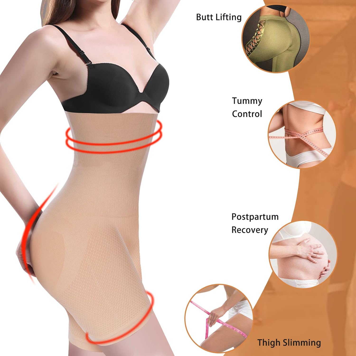 Nebility Women Waist Trainer Shapewear Tummy Control Body Shaper Shorts Hi-Waist Butt Lifter Thigh Slimmer at  Women’s Clothing store