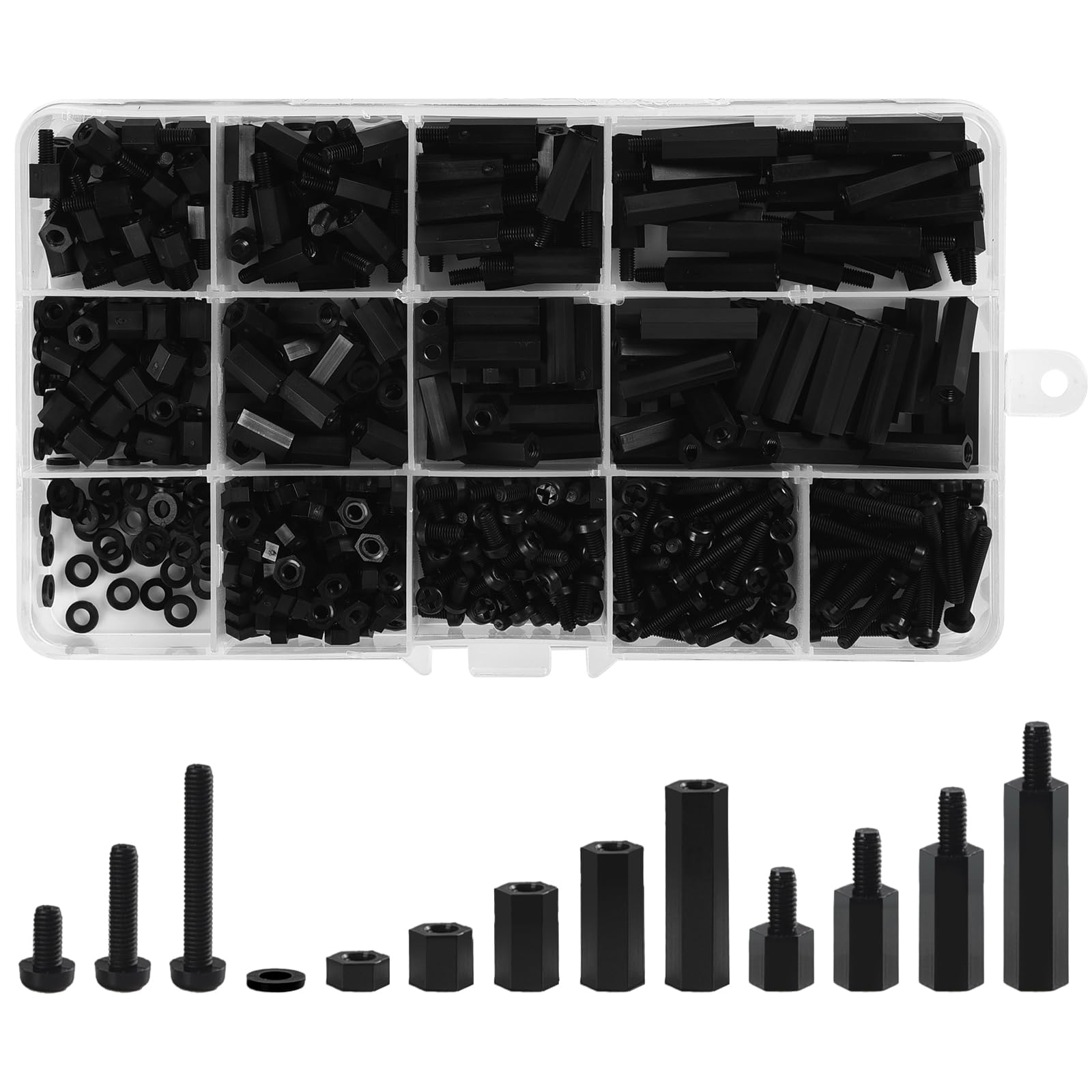 600PCS M3 Male Female Nylon Hex Spacer, Standoffs Screws Nuts Threaded Pillar Standoff Screws Spacers Washers Assorted Assortment Kit, for PCB Board Motherboard DIY Use