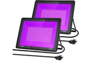 Yaaluoney 2-Pack 400W LED Black Light Floodlights IP66 Waterproof Outdoor Blacklight with Plug Blacklight Floodlight for Hall