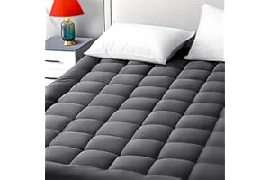 EASELAND Queen Size Mattress Pad Pillow Cover Quilted Fitted Mattress Protector Cotton Top 8-21" Deep Pocket Cooling Mattress Topper (60x80 Inches, Dark Grey)