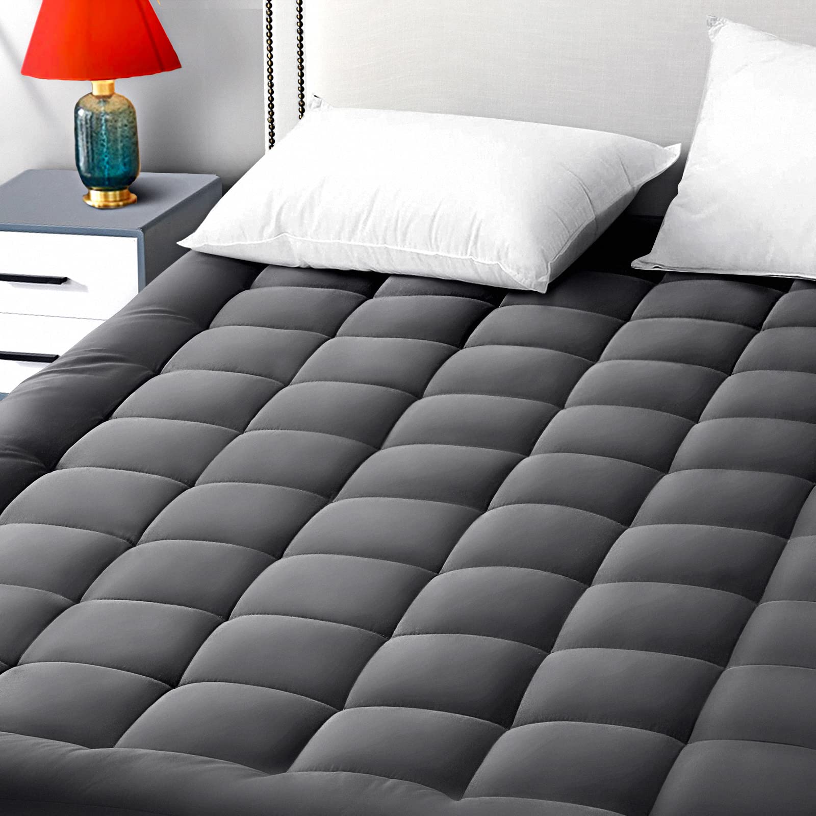Photo 1 of EASELAND Twin XL Mattress Pad Pillow Top Mattress Cover Quilted Fitted Mattress Protector Extra Long Cotton Top 8-21" Deep Pocket Cooling Mattress Topper (39x80 Inches, Dark Grey)