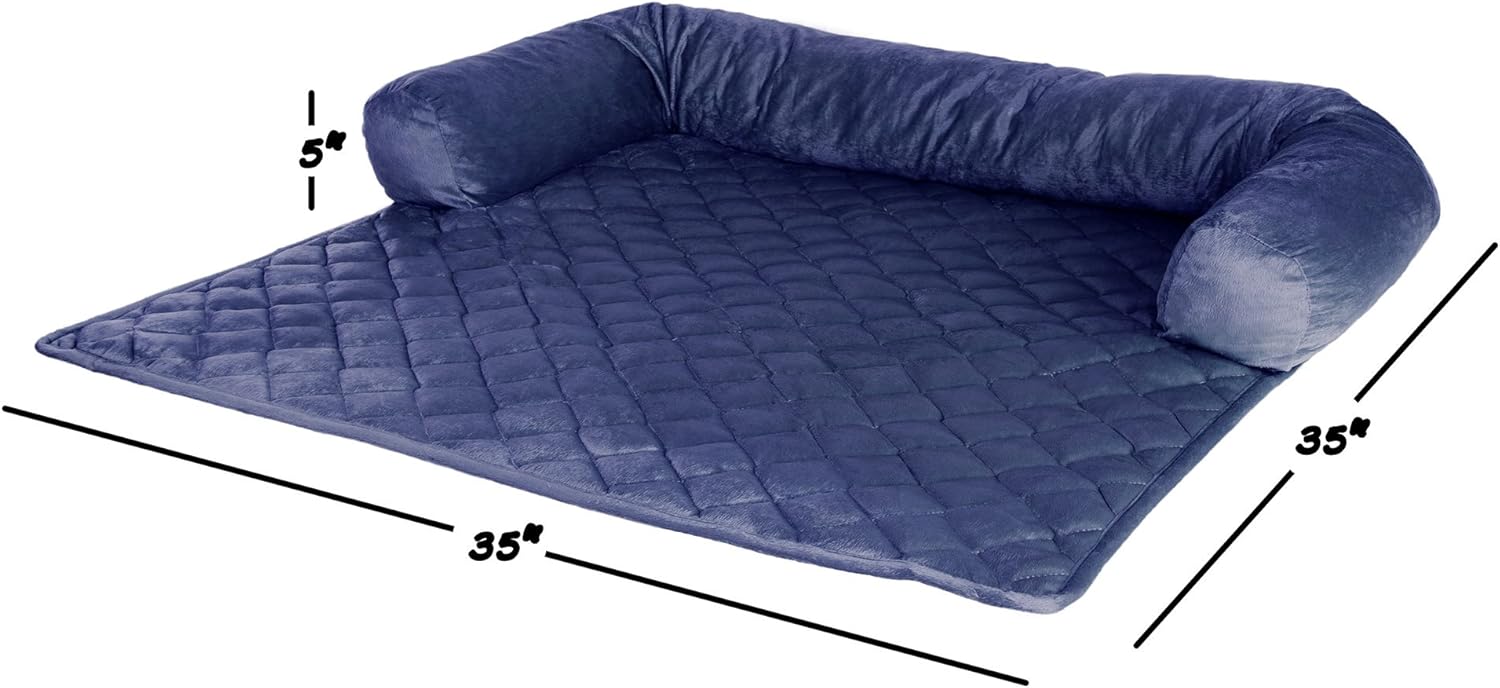 Furniture Protector Pet Cover for Dogs and Cats with Shredded Memory Foam filled 3-Sided Bolster Soft Plush Fabric by PETMAKER Â– 35Â” x 35Â” Gray : Pet Supplies