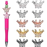 10 Pcs Crown Focal Beads for Pens, Ymapinc Rhinestone Spacer Pen Beads for Beaded Pens, Bling Fancy Bead, DIY Pen Bead Accessories
