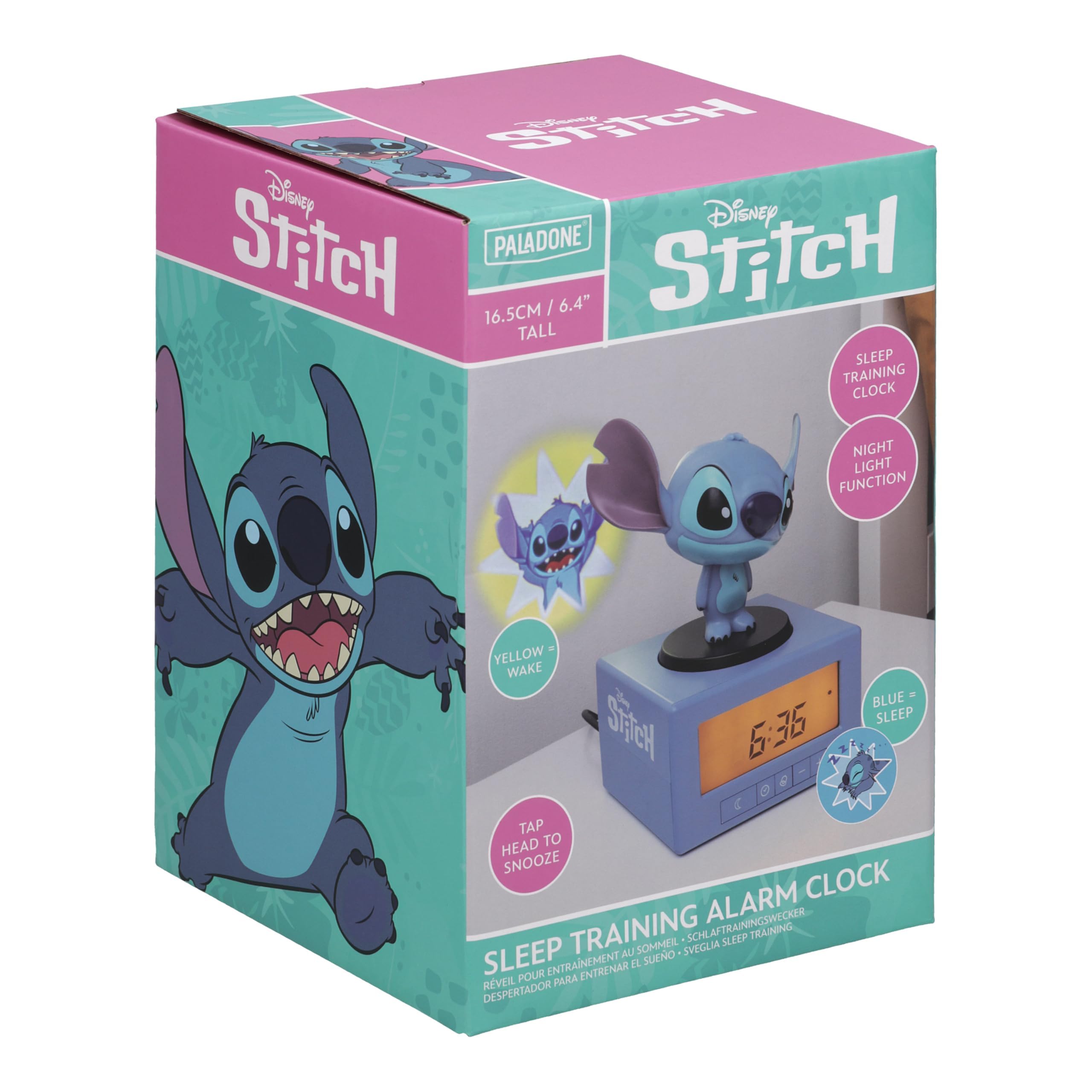 Stitch Sleep Training Alarm Clock - Officially Licensed, Kids Projection Bedroom Night Light | Paladone