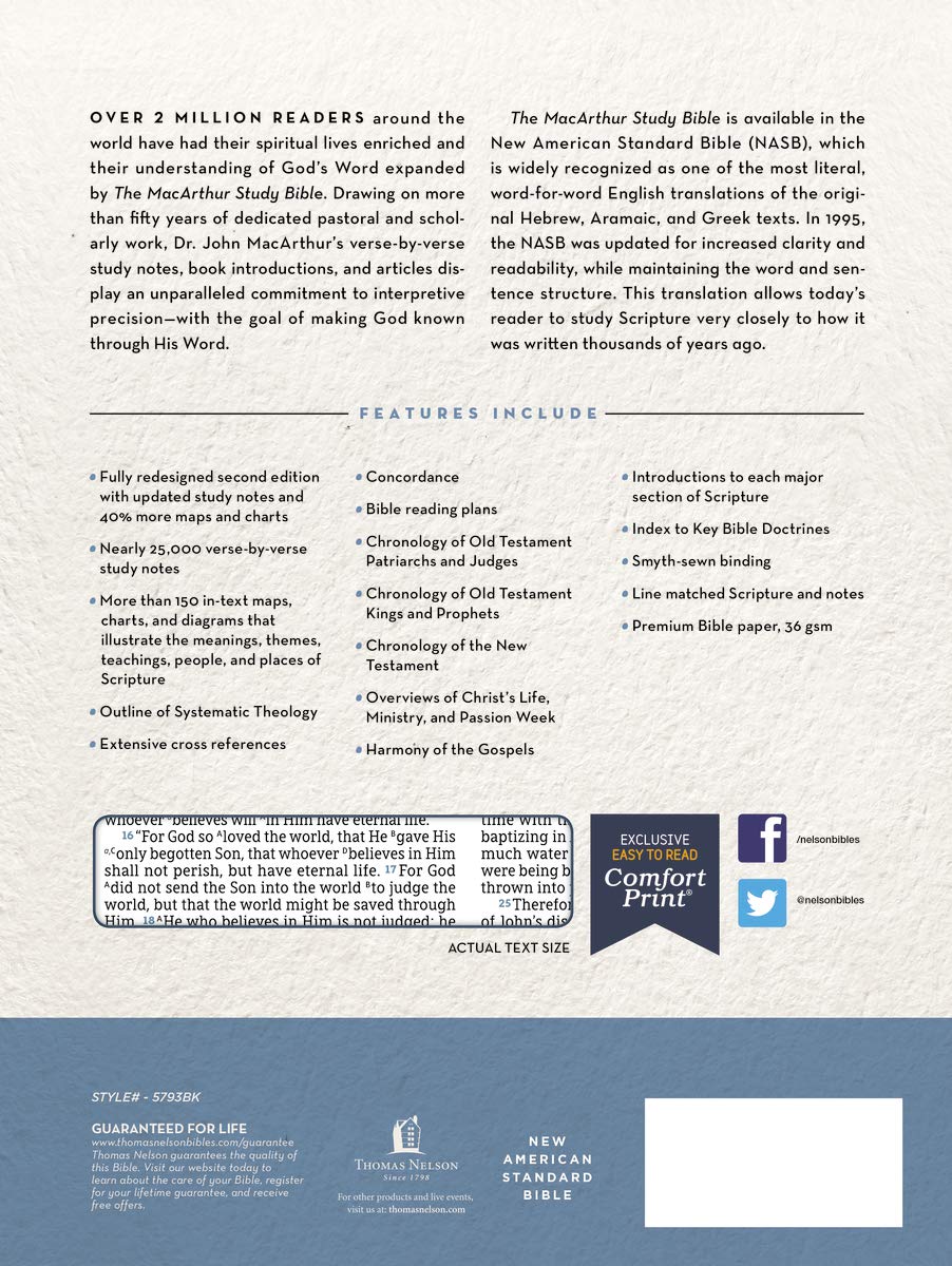 NASB, MacArthur Study Bible, 2nd Edition, Leathersoft, Black, Comfort Print: Unleashing God's Truth One Verse at a Time NASB, MacArthur Study Bible, 2nd Edition, Leathersoft, Black, Comfort Print: Unleashing God's Truth One Verse at a Time Imitation Leather Hardcover Paperback
