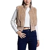 FASHIONSPARK Womens Cropped Faux Fur Vest Sleeveless Jacket Zip Up Fuzzy Sherpa Coat Shaggy Ribbed Warm Outerwear