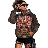 JZO Black Women Casual Hoodies African American Pullover Tops Drawstring Long Sleeve Sweatshirt For Women With Pockets