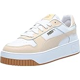 Puma Womens Carina Street Sneaker, Puma Womens White-Shifting Sand-Metallic Gold, 10