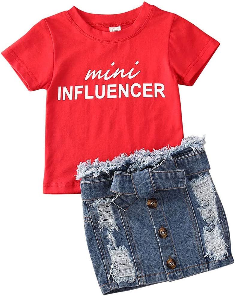 Toddler Girls Christmas Skirt Clothes Red Plaid Tops T Shirt+Mini Skirt Dress Outfits Costume