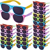 72 Pairs Party Sunglasses Bulk for Kids and Adults, Assorted Neon Colors Retro Shades with UV Protection, Plastic Sunglasses for Birthday Party Favors, Beach Pool Events and Classroom Prizes