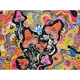 KTHOFCY 5D DIY Diamond Painting Kits for Adults Kids Trippy Mushroom Full Drill Embroidery Cross Stitch Crystal Rhinestone Paintings Pictures Arts Wall Decor Painting Dots Kits 15.7X11.8 in