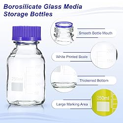 PATIKIL 8 Pack Reagent Media Storage Bottles, 250ml