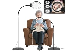 NZQXJXZ 10X 30X Floor Magnifying Glass with Light and Stand,36 LED Flexible Gooseneck Magnifying Lamp, Adjustable Brightness Large Lighted Magnifiers for Reading,Sewing,Crafts,Painting,DIY,Close Work