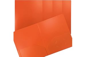 Better Office Products Heavyweight Plastic 2 Pocket Portfolio Folder, Letter Size Poly Folders 24 Pack (Orange)