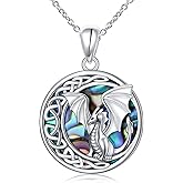 Lonyinlg Dragon Necklace 925 Sterling Silver Vintage Dinosaur Animal Pendant Jewelry Gift for Men Women