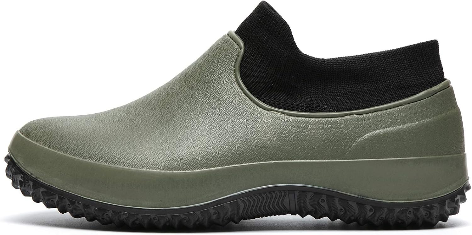  | HappyEva Men's Rain Shoes Waterproof Slip On Garden Shoes Comfortable | Loafers & Slip-Ons