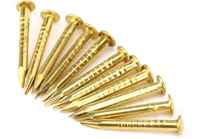 Kodrily Gold Small Nails, 100PCS Hardware Nails Assortment Kit, Round Head Brass Nail, Tiny Finishing Nails Accessories for Household Wood Picture Hanging String Art (15mm Long)