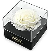 Kylin Glory Fresh Cut Flower Preserved Rose for Women Mom Wife Girlfriend - Flower Gift Real Rose Decor for Mother's Day Valentine's Day Wedding Party Celebration Birthday Anniversary (White)