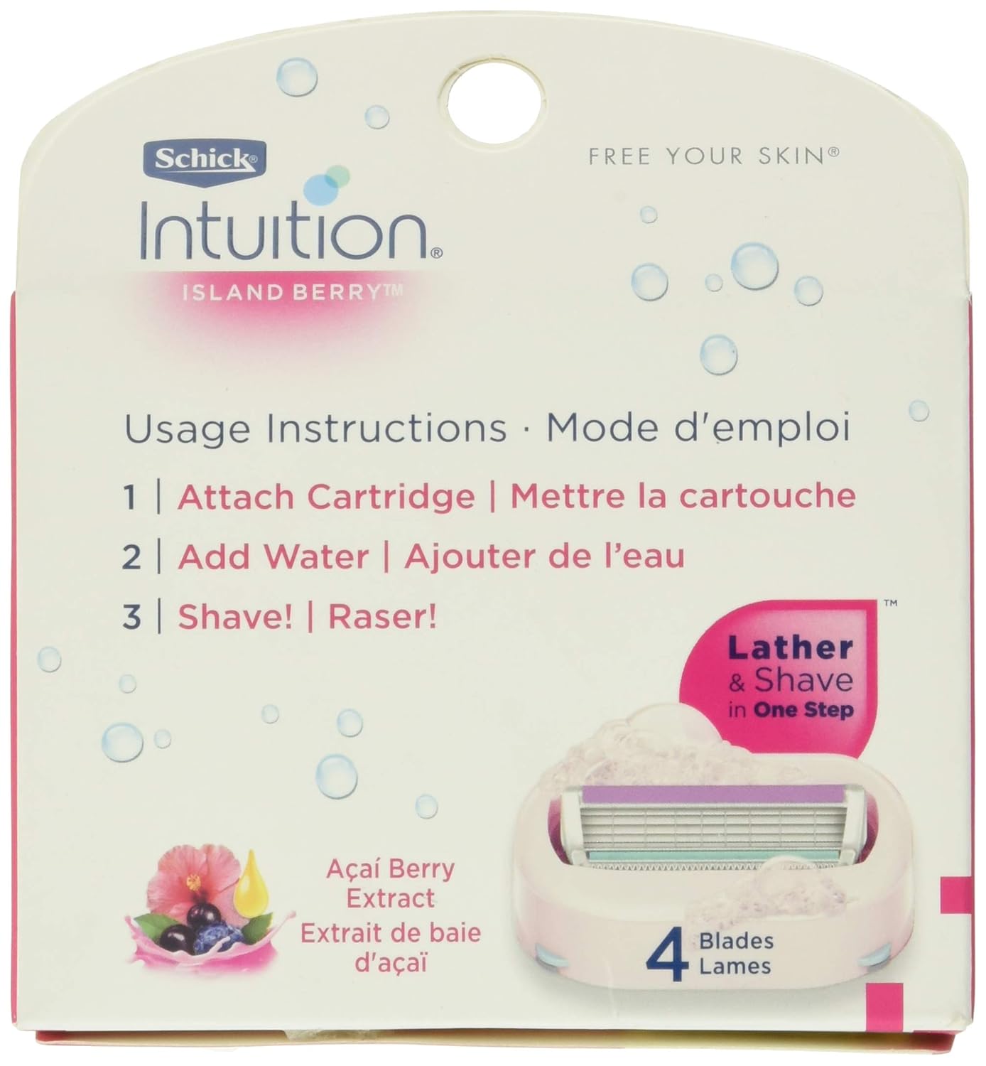 Amazon Com Schick Intuition Island Berry Womens Razor Refills With Acai Berry Extract Pack Of 3 Beauty