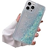 Rnrieyta Miagon Luminous Effect Moving Quicksand Back Case Cover for iPhone 16,Noctilucent Glow in The Dark Flowing Glitter Sparkle Liquid Clear Bumper