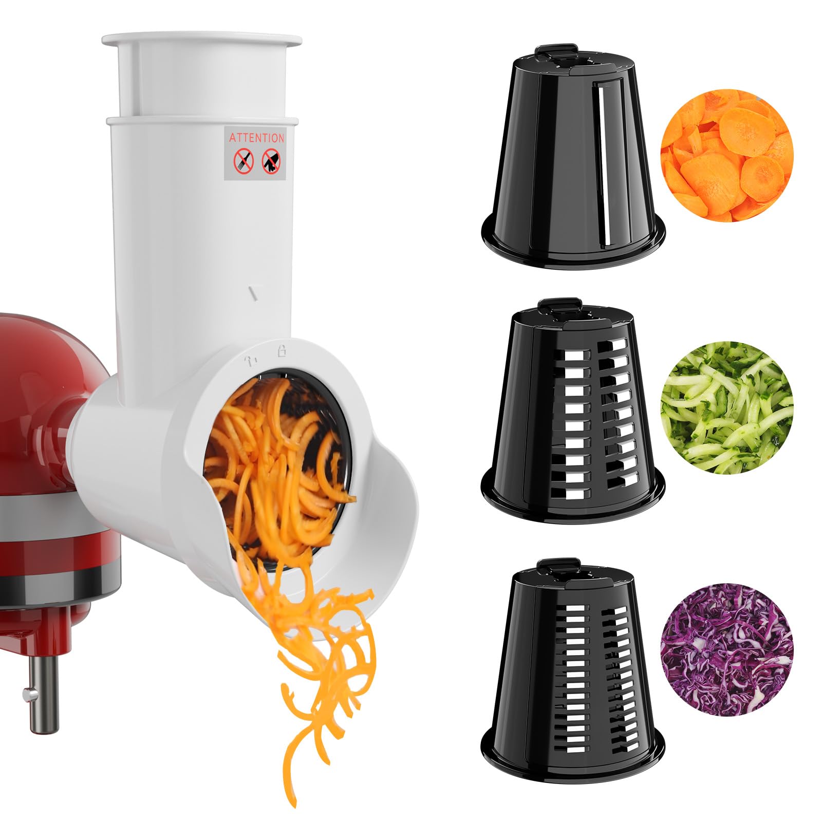 Tmbeg Slicer Shredder Attachment for KitchenAid Stand Mixer, Cheese Grater, Cheese Grater with 3 Blades, Salad Maker Attachment for Kitchen aid, Dishwasher Safe, Food Slicer for Grating and Slicing