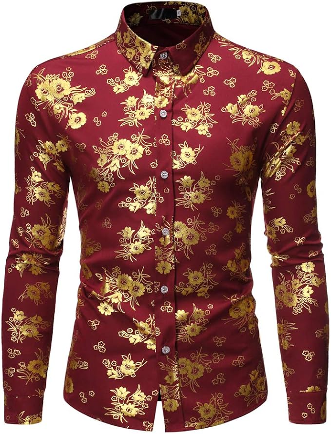 slim floral dress shirt