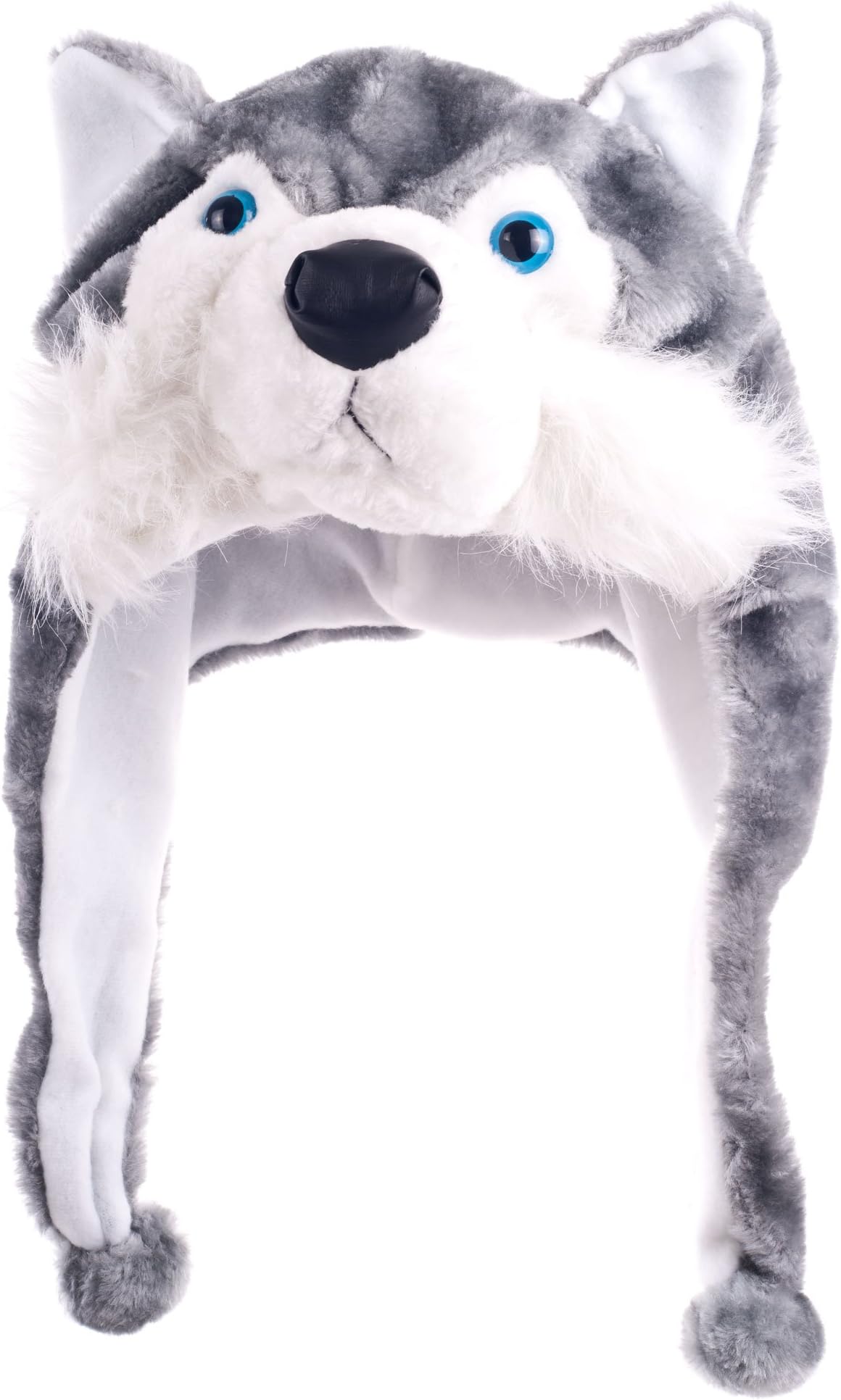 NYKKOLA Plush Faux Fur Animal Critter Hat Cap Soft Warm Winter Headwear Plush Wolf Hat, One Size