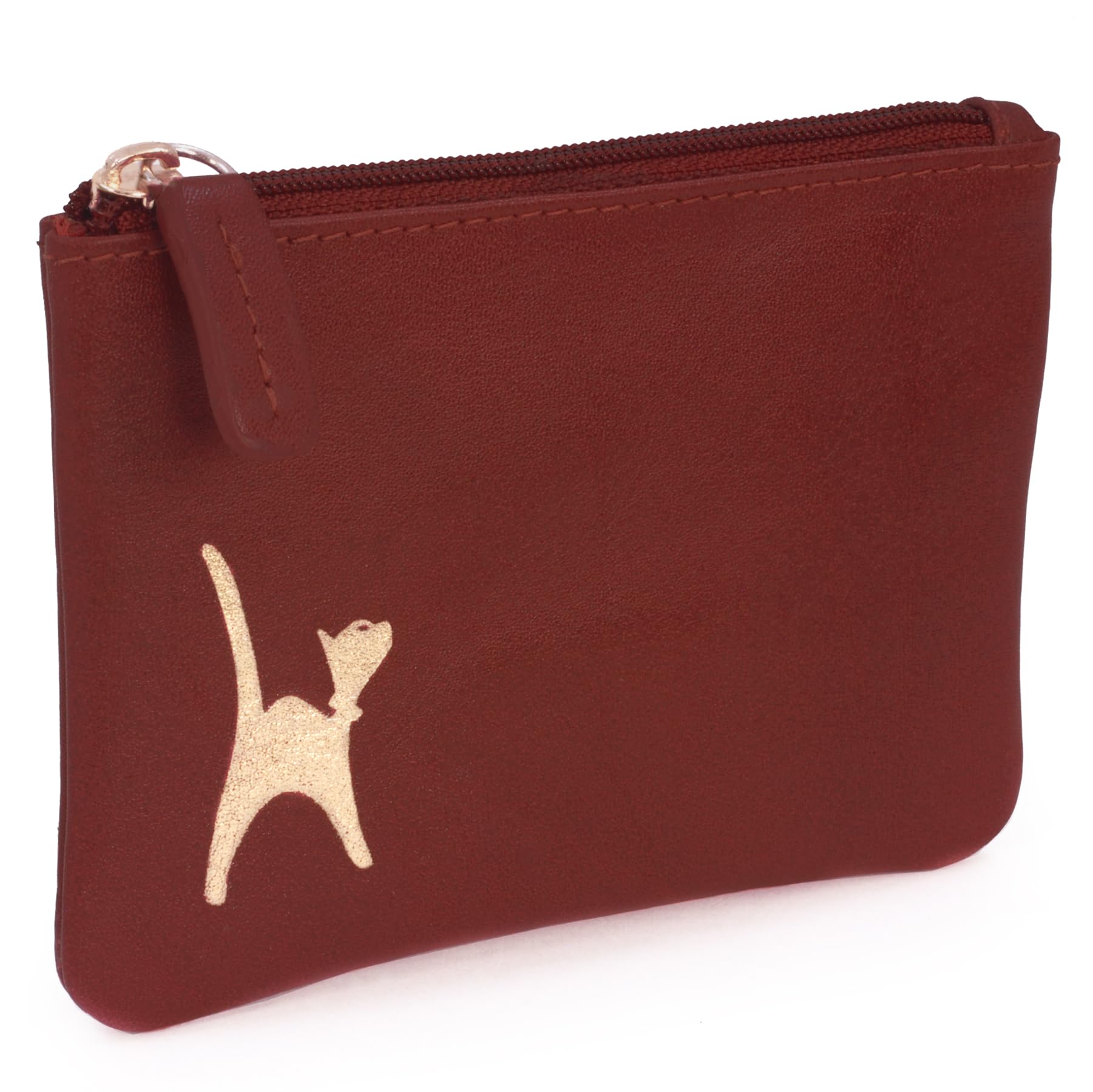 Catwalk Collection Handbags - Ladies Small Leather Coin Purse - Zip Pouch with Credit Card and Coin Pocket - RFID - Gift Boxed - Mimi - Red Gold