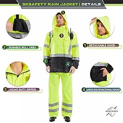 SKSAFETY Hi Vis Reflective Rain suits for Men