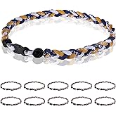 Midtatus 12 Pack Baseball Necklace 18inch, Team Gift for Baseball Funs, Three Braided Titanium Tornado Rope Design, with Muti - Color for Pick