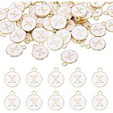 uxcell Letter Charm Enamel Letter Pendants, Alphabet Pendants Double Sided Bead Charm for DIY Bracelet Necklace Pendants Earring Jewelry Making