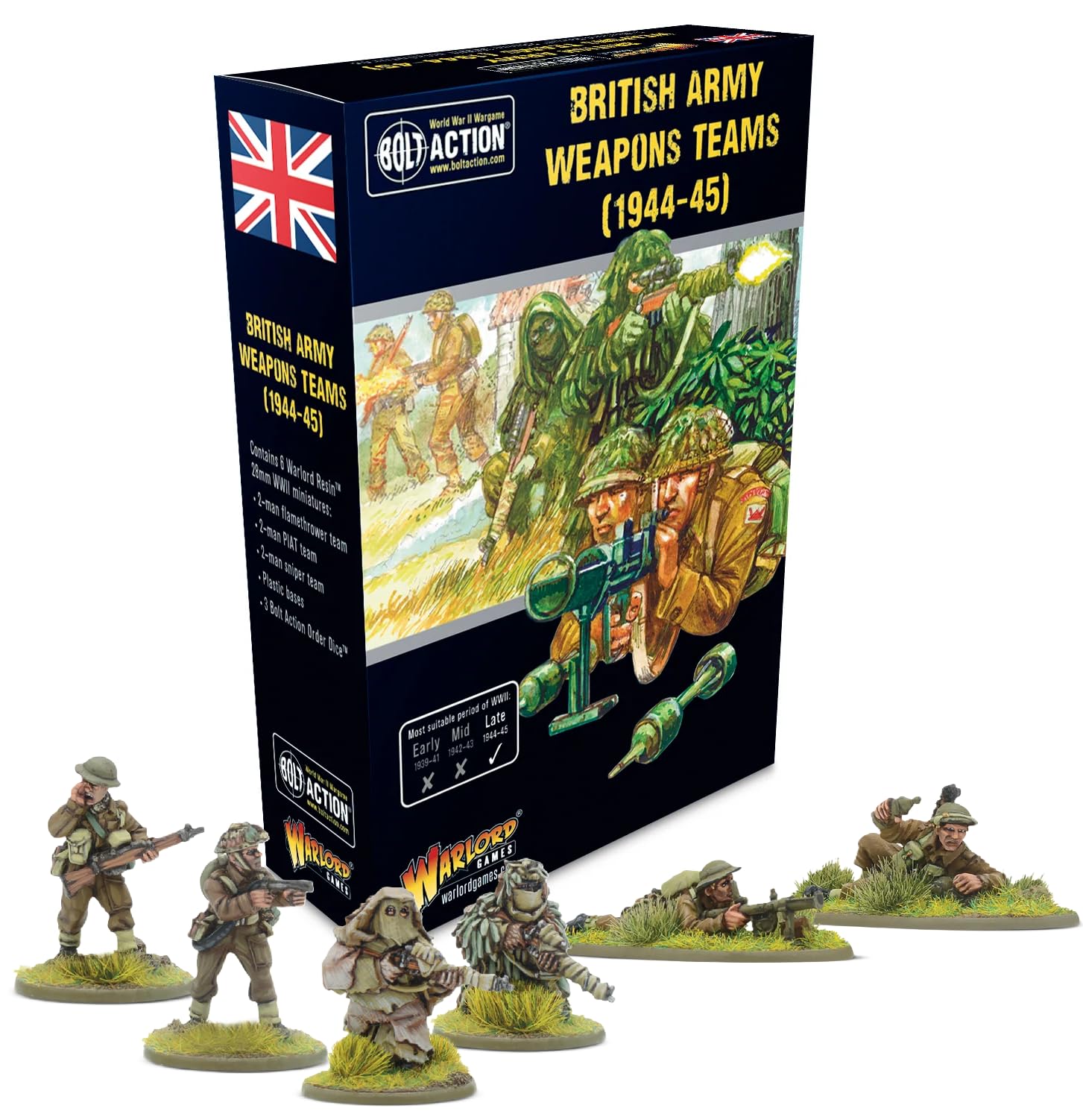 Warlord Games British Army (1944-45) Weapons Teams - 28mm Scale Miniatures for Bolt Action Highly Detailed World War 2 Miniatures for Table-top Wargaming