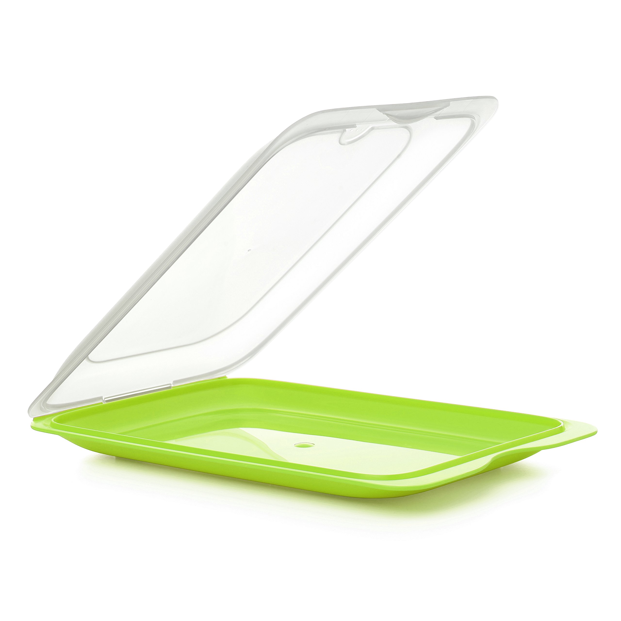 TATAY Cold Meat Containers for Fridge | Set of 3 Standard | Fridge Storage | Removable Lid, Stackable | Microwave, Freezer and Dishwasher Safe | BPA-Free, 17 x 3.2 x 25.2 cm, Colour Lime