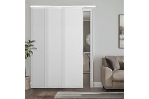 Heefen Adjustable Panel Track Blinds Manual Blackout Vertical Blinds for Sliding Door (Dimout - Texture White, 74" W x 96" H)