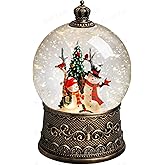 Gorrzai Snowman Snow Globe Lantern, Lighted Musical Snow Globe Decorations Indoor for Home Decor with Music Timer Glitter, Light Up Holiday Decor Gift, USB or Battery Operated