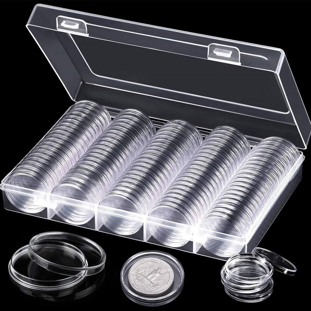 MULOVE 100 Pieces Coin Holder Capsules and 4 Sizes (20/25/27/30 mm) EVA Protect Gasket ,Round Plastic Coin Case Album with Storage Organizer Box for Coin Collection Supplies - Image 3