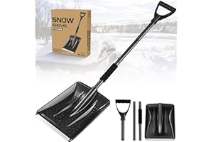 UMUACCAN Snow Shovel, Upgrade Emergency Snow Shovel for Driveway with Aluminum Handle Large Capacity Lightweight and Adjustable Portable Survival Shovel for Home, Garden, Camping, Mud and Snowman(Black)