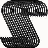 Nisoger 12 Pack 6 Inch Heavy Duty S Hooks, Black Vinyl Coated Non Slip Rust Resistant S Hooks for Hanging Plants, Closet, Kitchen, Garden Tools