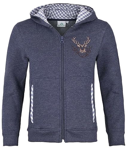 Isar Trachten Kapuzenjacke für Kinder - Jeansblau für Mädchen und Jungen