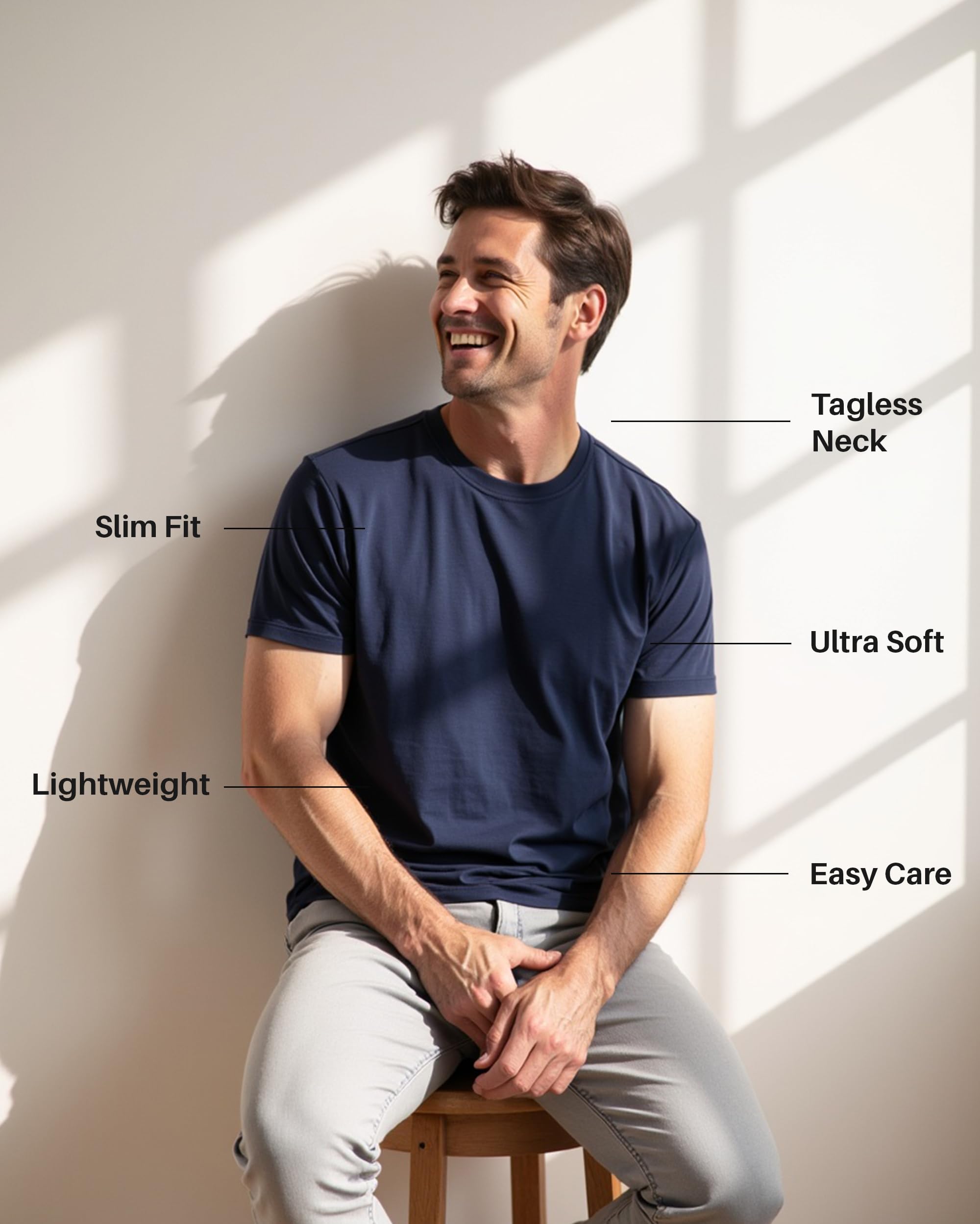 Kenneth Cole REACTION Mens T-Shirt Pack of 3 - UPF 50+ Cotton/Spandex Jersey Slim Fit White T Shirts for Men Pack (Black/Olive/Navy, Large)